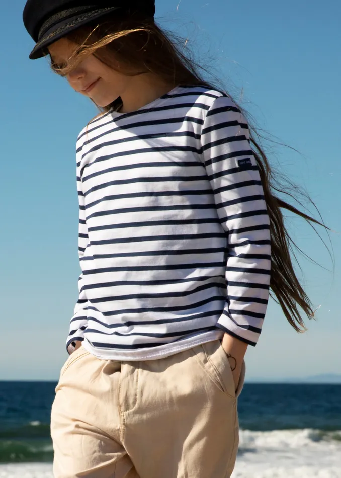 Minquiers Authentic Breton Shirt In Soft Cotton Whitenavy Kids Saint James Breton Striped Shirts Minquiers Authentic Breton Shirt In Soft Cotton Whitenavy Kids Saint James Breton Striped Shirts