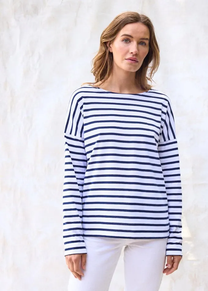 Minquiers Drop Ii DropShoulder Breton Striped Shirt Soft Cotton Straight Fit Whitenavy Women Saint James Breton Striped Shirts Minquiers Drop Ii DropShoulder Breton Striped Shirt Soft Cotton Straight Fit Whitenavy Women Saint James Breton Striped Shirts