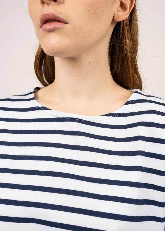 Minquiers Drop Ii DropShoulder Breton Striped Shirt Soft Cotton Straight Fit Whitenavy Women Saint James Breton Striped Shirts