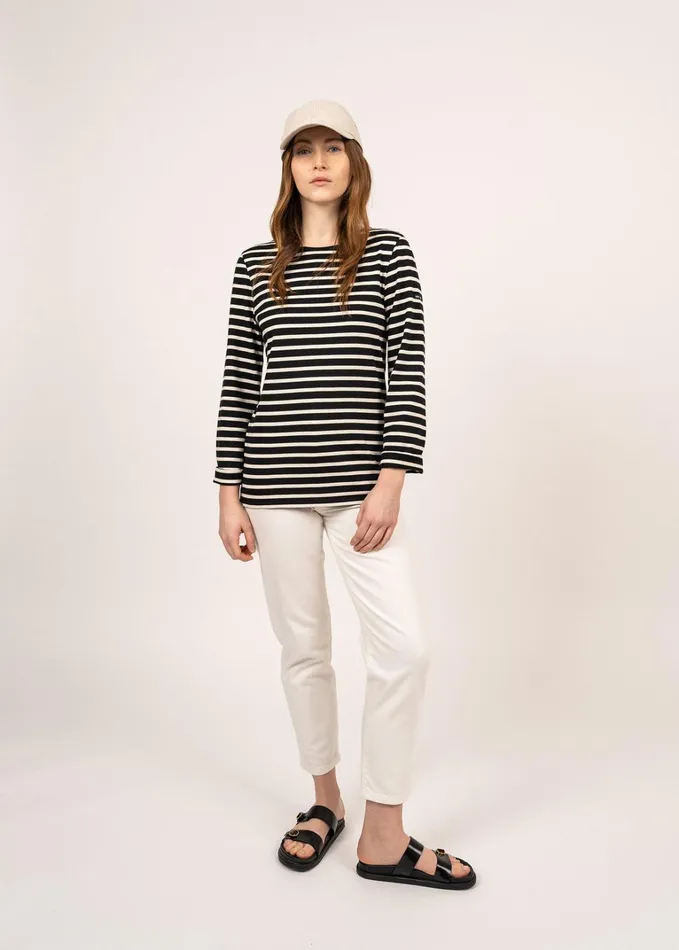 Minquiers Modern Authentic Breton Stripe Shirt Soft Cotton Blackecru Men Saint James Breton Striped Shirts Minquiers Modern Authentic Breton Stripe Shirt Soft Cotton Blackecru Men Saint James Breton Striped Shirts