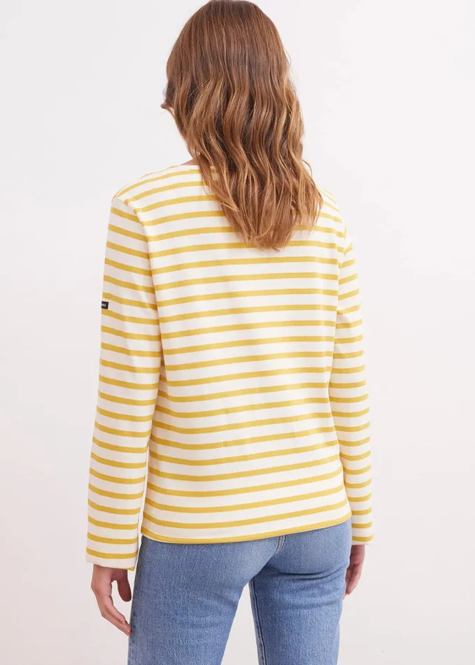 Minquiers Modern Authentic Breton Stripe Shirt Soft Cotton Ivoryamber Men Saint James Aw24