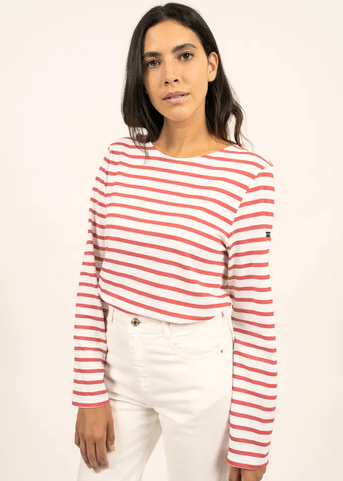 Minquiers Modern Authentic Breton Stripe Shirt Soft Cotton Ivorypink Men Saint James Breton Striped Shirts Minquiers Modern Authentic Breton Stripe Shirt Soft Cotton Ivorypink Men Saint James Breton Striped Shirts