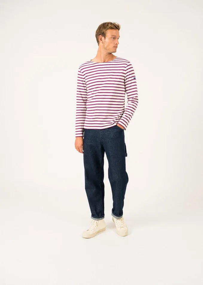 Minquiers Modern Authentic Breton Stripe Shirt Soft Cotton Ivoryplum Women Saint James Breton Striped Shirts Minquiers Modern Authentic Breton Stripe Shirt Soft Cotton Ivoryplum Women Saint James Breton Striped Shirts