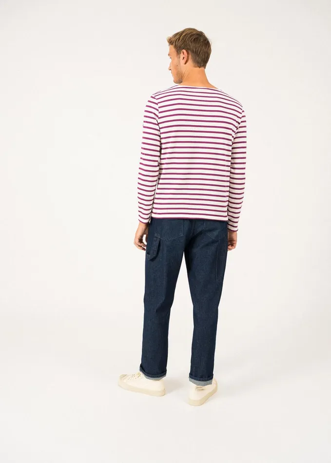Minquiers Modern Authentic Breton Stripe Shirt Soft Cotton Ivoryplum Women Saint James Breton Striped Shirts
