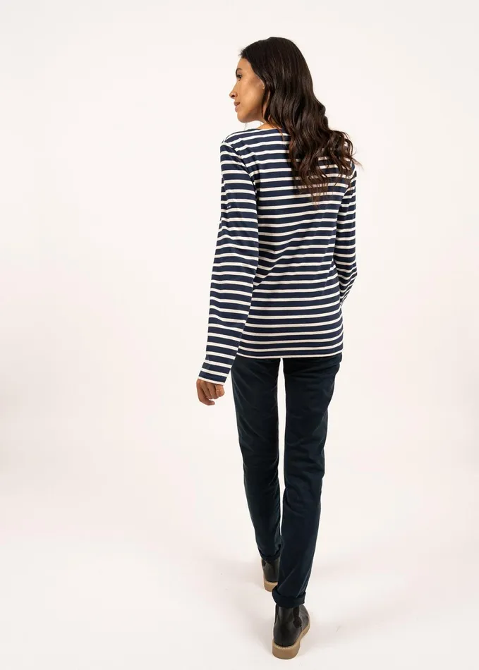 Minquiers Modern Authentic Breton Stripe Shirt Soft Cotton Navyecru Men Saint James Breton Striped Shirts