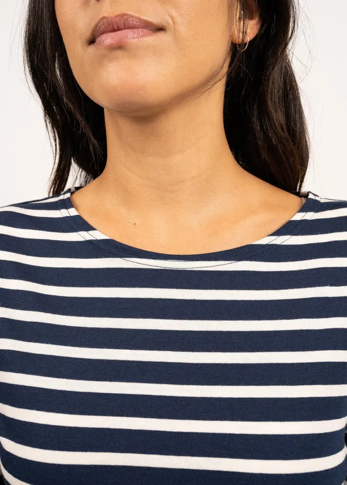 Minquiers Modern Authentic Breton Stripe Shirt Soft Cotton Navyecru Men Saint James Breton Striped Shirts