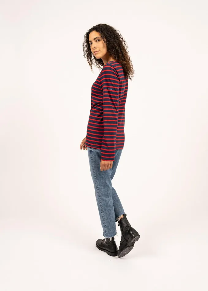 Minquiers Modern Authentic Breton Stripe Shirt Soft Cotton Navyred Men Saint James Breton Striped Shirts