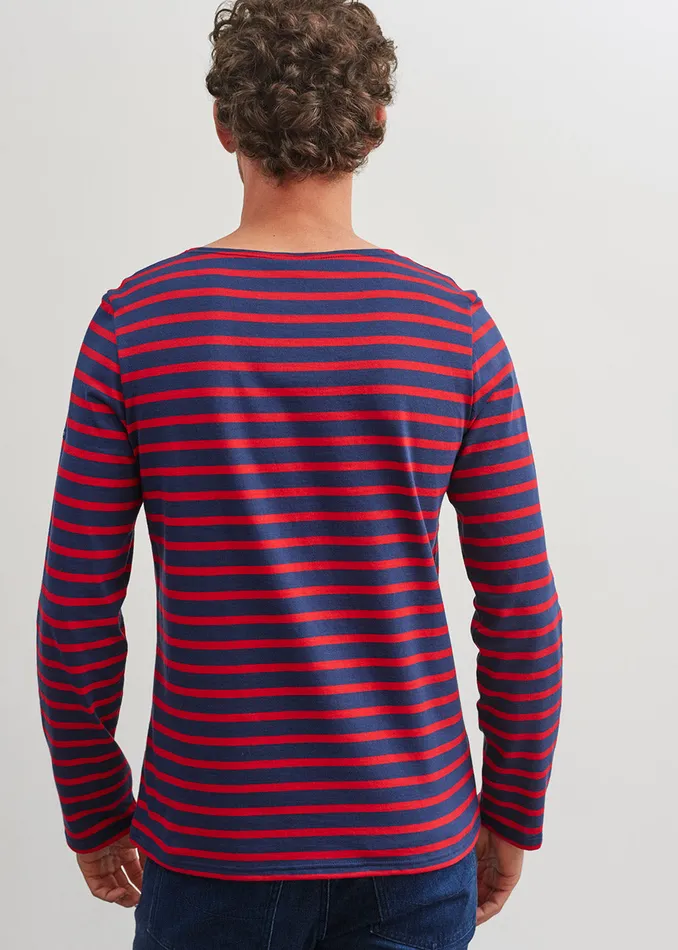 Minquiers Modern Authentic Breton Stripe Shirt Soft Cotton Navyred Men Saint James Breton Striped Shirts