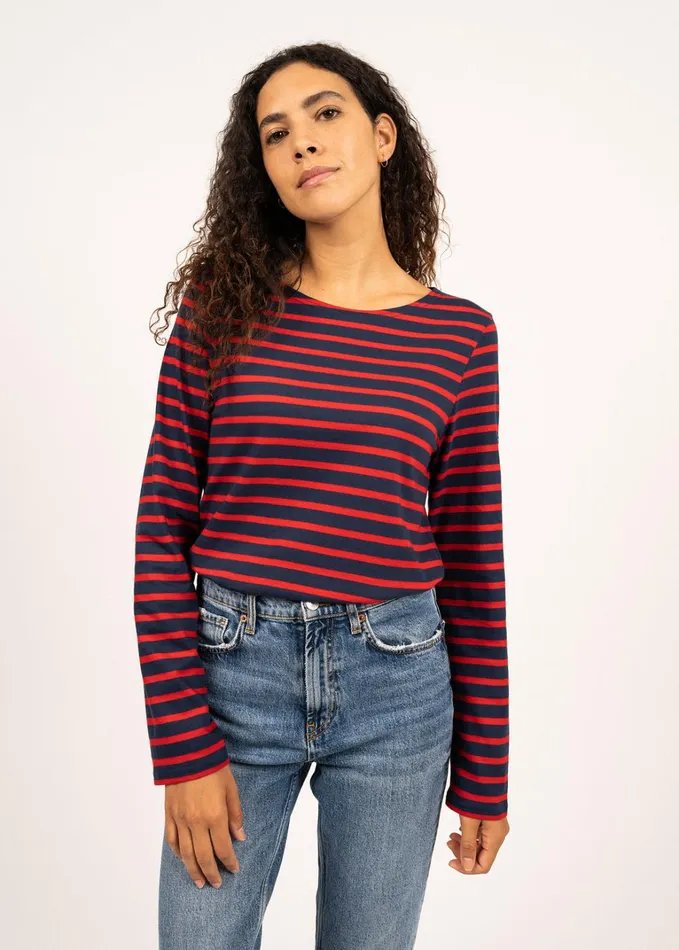 Minquiers Modern Authentic Breton Stripe Shirt Soft Cotton Navyred Men Saint James Breton Striped Shirts