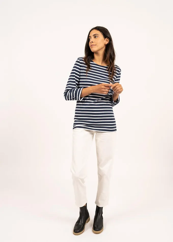 Minquiers Modern Authentic Breton Stripe Shirt Soft Cotton Navywhite Women Saint James Breton Striped Shirts