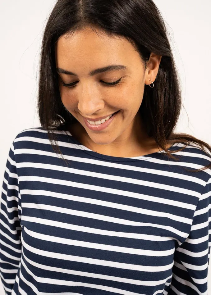 Minquiers Modern Authentic Breton Stripe Shirt Soft Cotton Navywhite Women Saint James Breton Striped Shirts