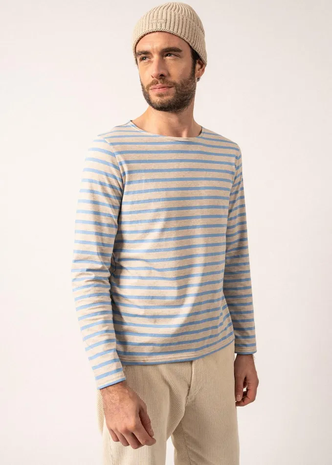 Minquiers Modern Authentic Breton Stripe Shirt Soft Cotton Oatmealoxygenblue Women Saint James Aw24 Minquiers Modern Authentic Breton Stripe Shirt Soft Cotton Oatmealoxygenblue Women Saint James Aw24