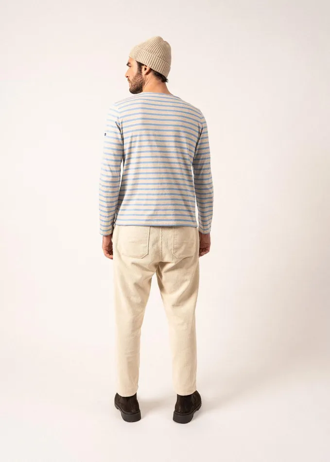 Minquiers Modern Authentic Breton Stripe Shirt Soft Cotton Oatmealoxygenblue Women Saint James Aw24