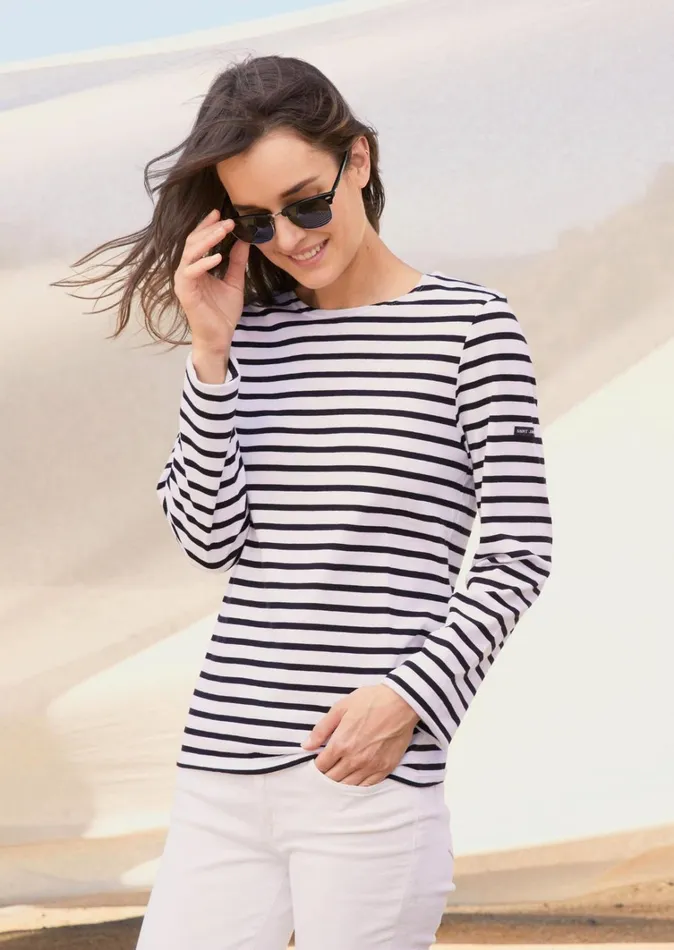 Minquiers Modern Authentic Breton Stripe Shirt Soft Cotton Whiteblack Women Saint James Breton Striped Shirts Minquiers Modern Authentic Breton Stripe Shirt Soft Cotton Whiteblack Women Saint James Breton Striped Shirts
