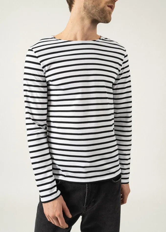 Minquiers Modern Authentic Breton Stripe Shirt Soft Cotton Whiteblack Women Saint James Breton Striped Shirts