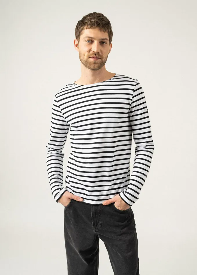 Minquiers Modern Authentic Breton Stripe Shirt Soft Cotton Whiteblack Women Saint James Breton Striped Shirts