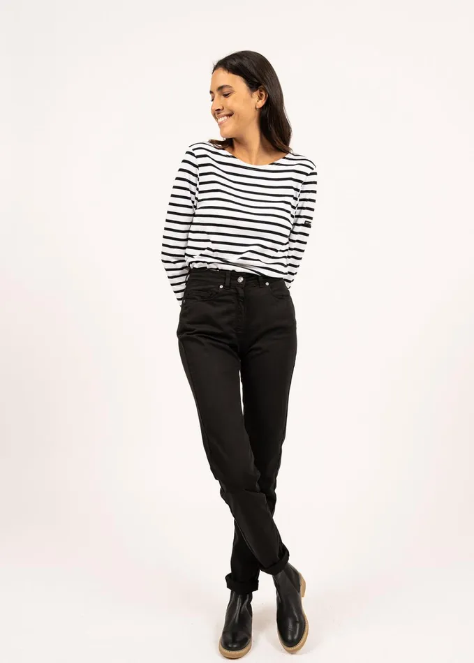 Minquiers Modern Authentic Breton Stripe Shirt Soft Cotton Whiteblack Women Saint James Breton Striped Shirts