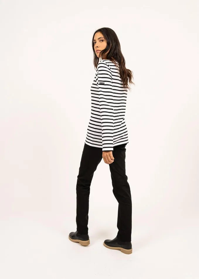Minquiers Modern Authentic Breton Stripe Shirt Soft Cotton Whiteblack Women Saint James Breton Striped Shirts