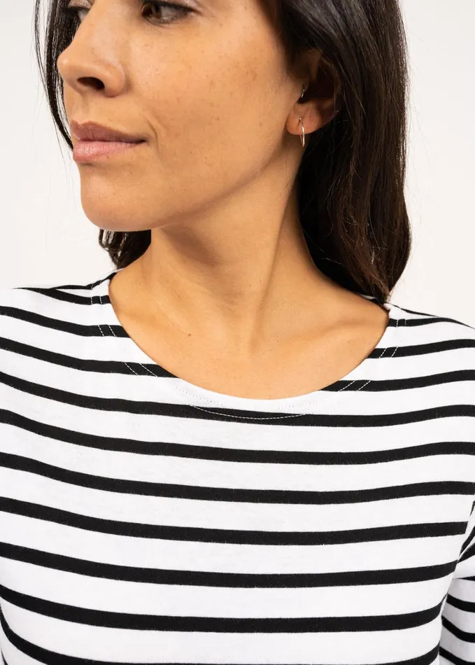 Minquiers Modern Authentic Breton Stripe Shirt Soft Cotton Whiteblack Women Saint James Breton Striped Shirts