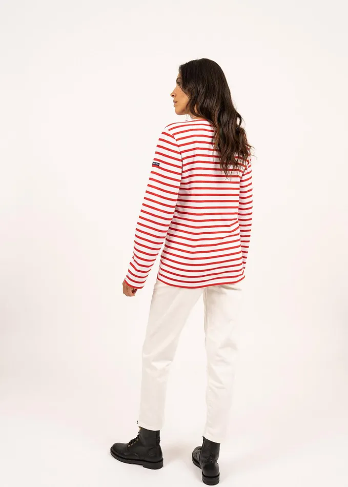 Minquiers Modern Authentic Breton Stripe Shirt Soft Cotton Whitered Men Saint James Breton Striped Shirts