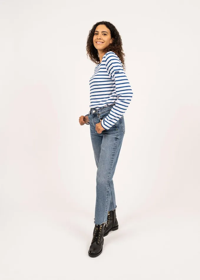 Minquiers Modern Authentic Breton Stripe Shirt Soft Cotton Whiteroyalblue Women Saint James Breton Striped Shirts Minquiers Modern Authentic Breton Stripe Shirt Soft Cotton Whiteroyalblue Women Saint James Breton Striped Shirts