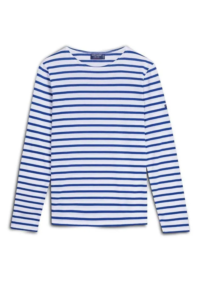 Minquiers Modern Authentic Breton Stripe Shirt Soft Cotton Whiteroyalblue Women Saint James Breton Striped Shirts