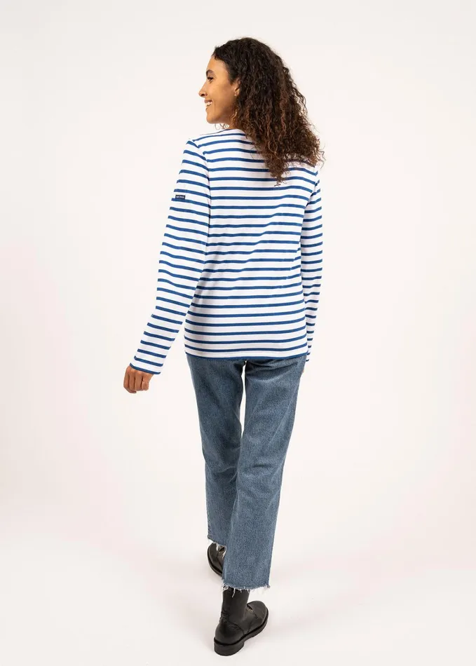 Minquiers Modern Authentic Breton Stripe Shirt Soft Cotton Whiteroyalblue Women Saint James Breton Striped Shirts