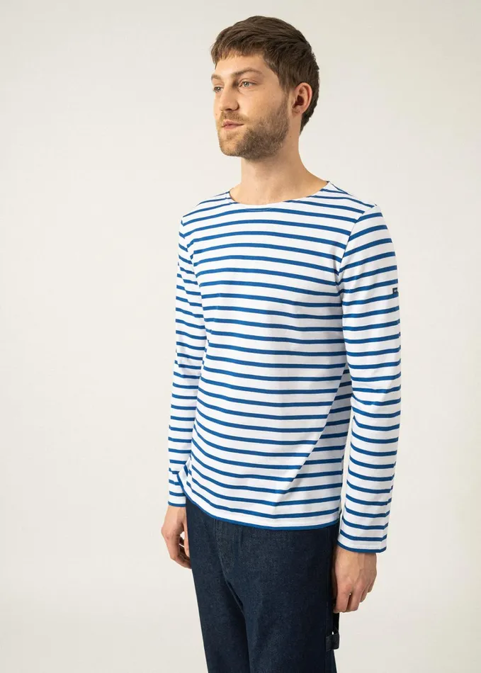 Minquiers Modern Authentic Breton Stripe Shirt Soft Cotton Whiteroyalblue Women Saint James Breton Striped Shirts