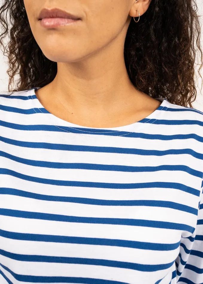 Minquiers Modern Authentic Breton Stripe Shirt Soft Cotton Whiteroyalblue Women Saint James Breton Striped Shirts