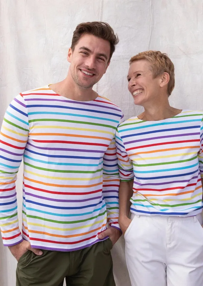 Minquiers Pride Rainbow Striped Shirt Soft Cotton Multico Men Saint James Breton Striped Shirts