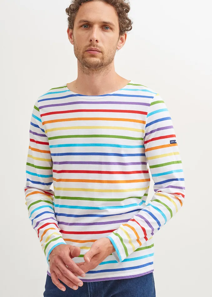 Minquiers Pride Rainbow Striped Shirt Soft Cotton Multico Men Saint James Breton Striped Shirts