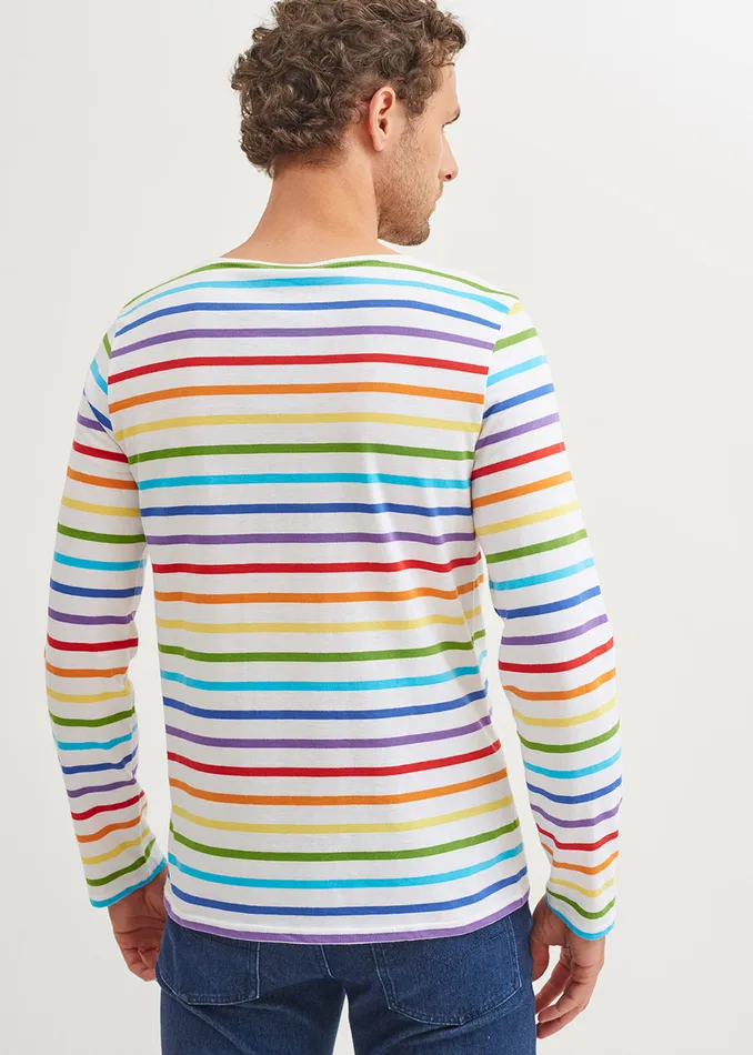 Minquiers Pride Rainbow Striped Shirt Soft Cotton Multico Men Saint James Breton Striped Shirts