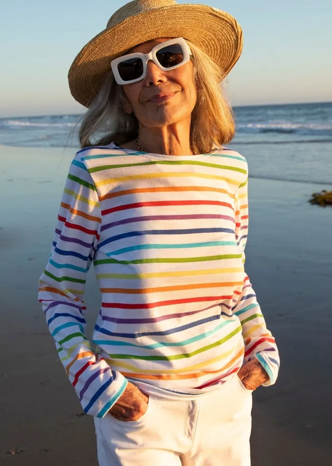 Minquiers Pride Rainbow Striped Shirt Soft Cotton Multico Women Saint James Breton Striped Shirts