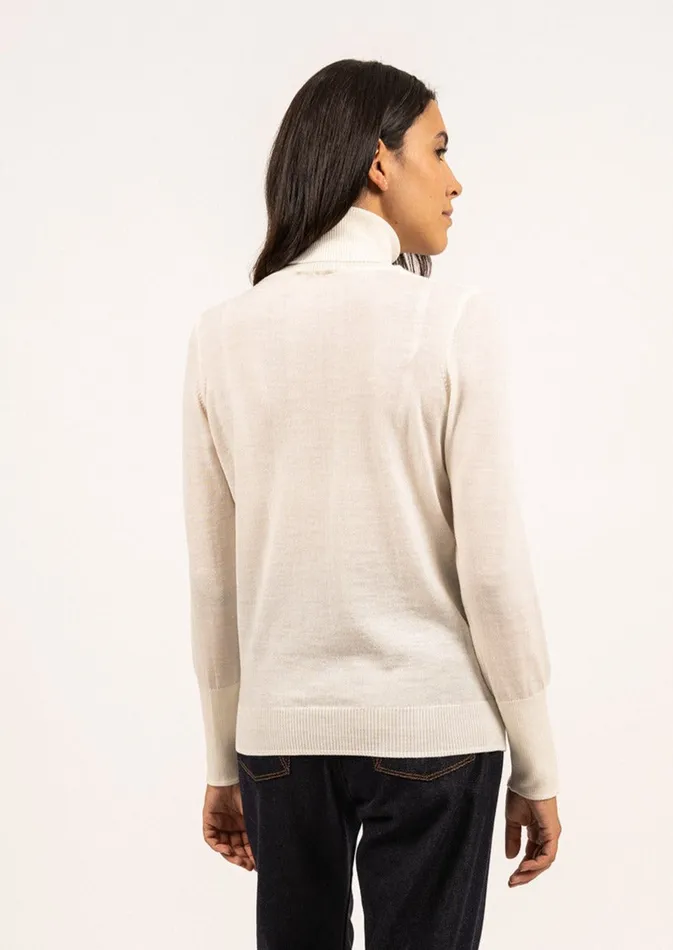 Modene Thin Turtleneck Sweater Wool Jersey Winterwhite Women Saint James Sweaters Cardigans and Jackets