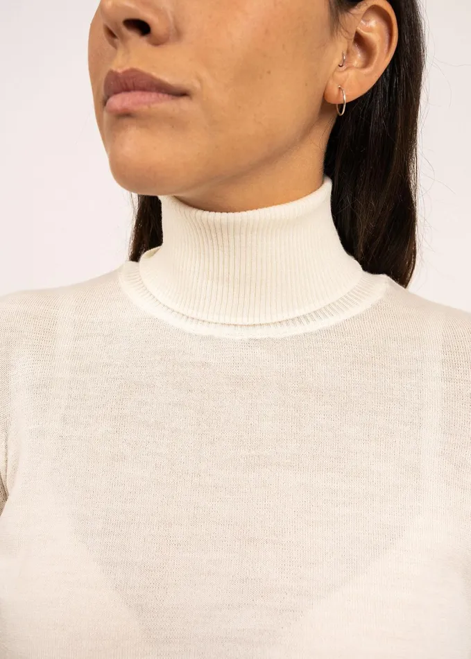 Modene Thin Turtleneck Sweater Wool Jersey Winterwhite Women Saint James Sweaters Cardigans and Jackets