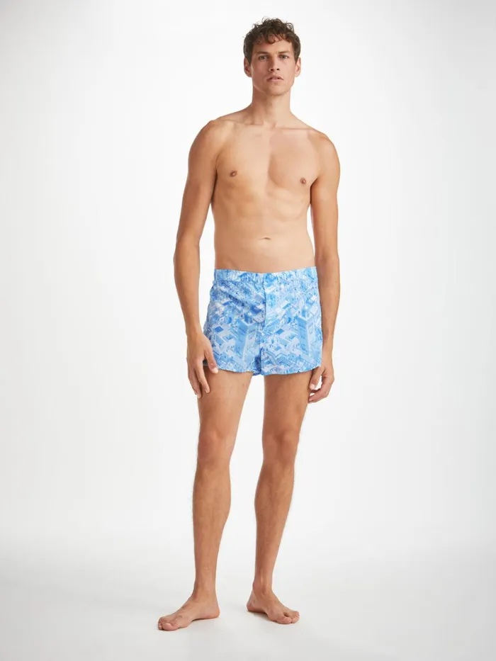 Modern Fit Boxer Shorts Men Derek Rose Modern Fit Boxers Ledbury 70 Cotton Batiste Blue