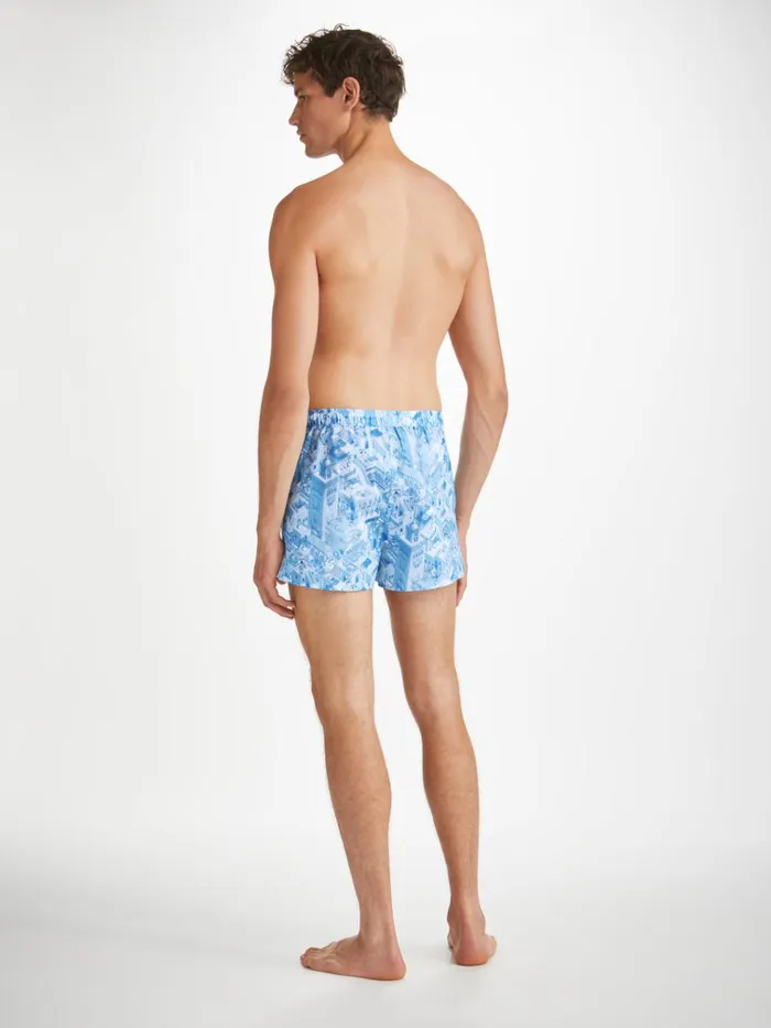 Modern Fit Boxer Shorts Men Derek Rose Modern Fit Boxers Ledbury 70 Cotton Batiste Blue