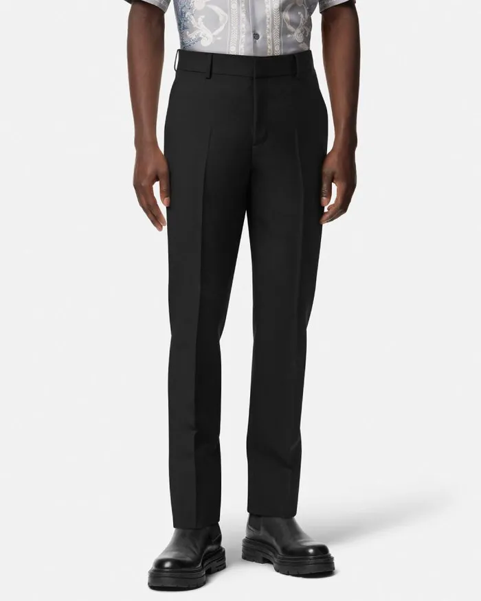 MohairBlend Formal Pants Black Men Versace Pants and Shorts