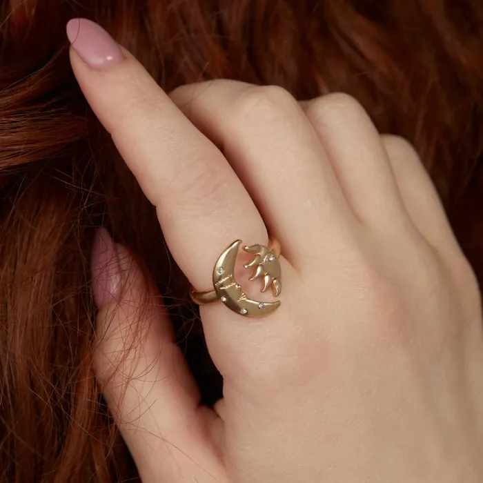 Moon And Sun Wrap Ring Antique Gold Women Alex And Ani Rings Moon And Sun Wrap Ring Antique Gold Women Alex And Ani Rings