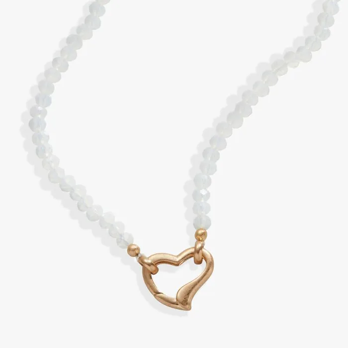 Moonstone Beaded Heart Clasp Necklace Satin Gold Women Alex And Ani Necklaces