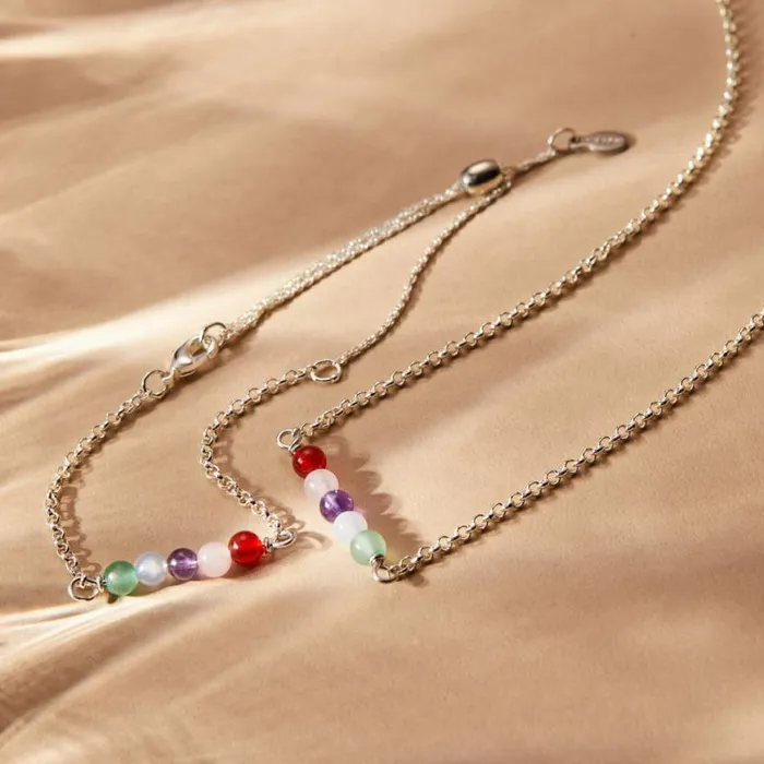 MultiGemstone Chain Necklace Silver Women Alex And Ani Necklaces MultiGemstone Chain Necklace Silver Women Alex And Ani Necklaces