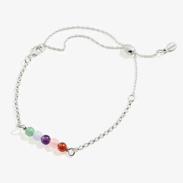 MultiGemstone Pull Chain Bracelet Gold Women Alex And Ani Balance Harmony
