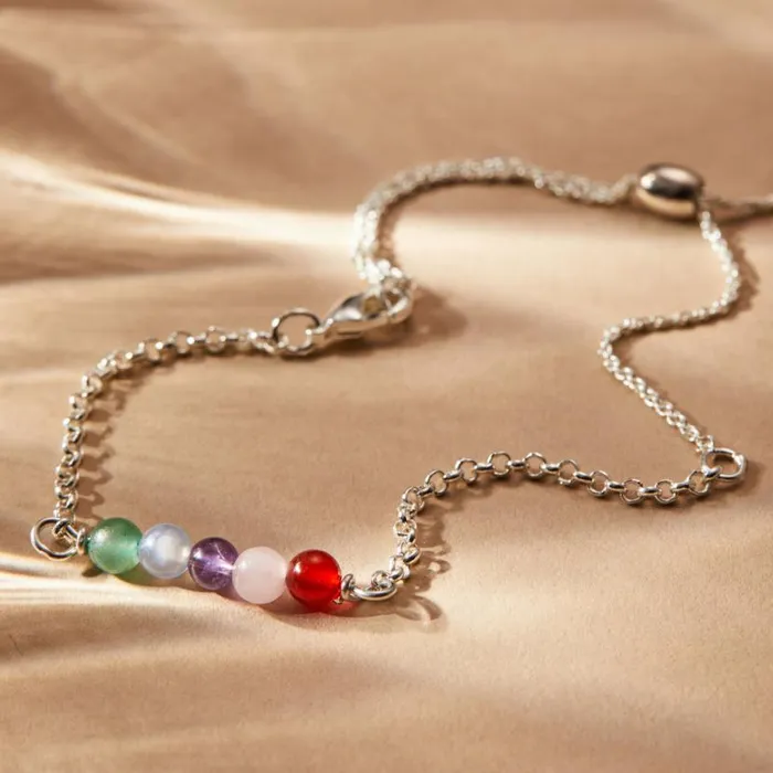 MultiGemstone Pull Chain Bracelet Gold Women Alex And Ani Balance Harmony