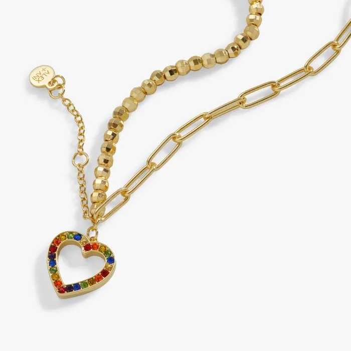 Multicolor Heart Double Layer Adjustable Bracelet Gold Women Alex And Ani Love