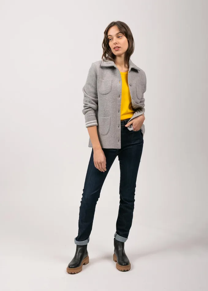 Nashville Short Buttoned Jacket With Patch Pockets Lightgreywinterwhite Women Saint James Sweaters Cardigans and Jackets