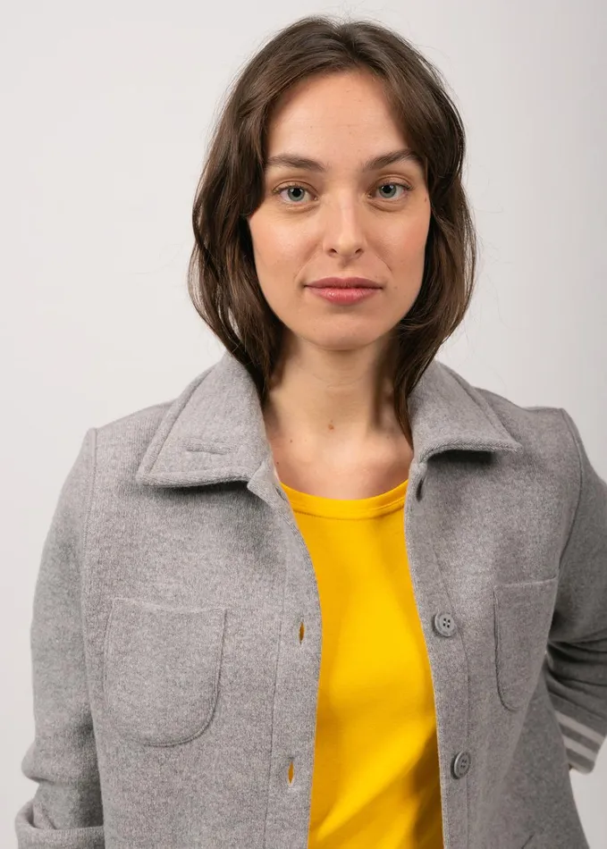 Nashville Short Buttoned Jacket With Patch Pockets Lightgreywinterwhite Women Saint James Sweaters Cardigans and Jackets