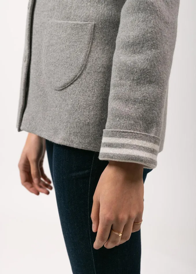 Nashville Short Buttoned Jacket With Patch Pockets Lightgreywinterwhite Women Saint James Sweaters Cardigans and Jackets