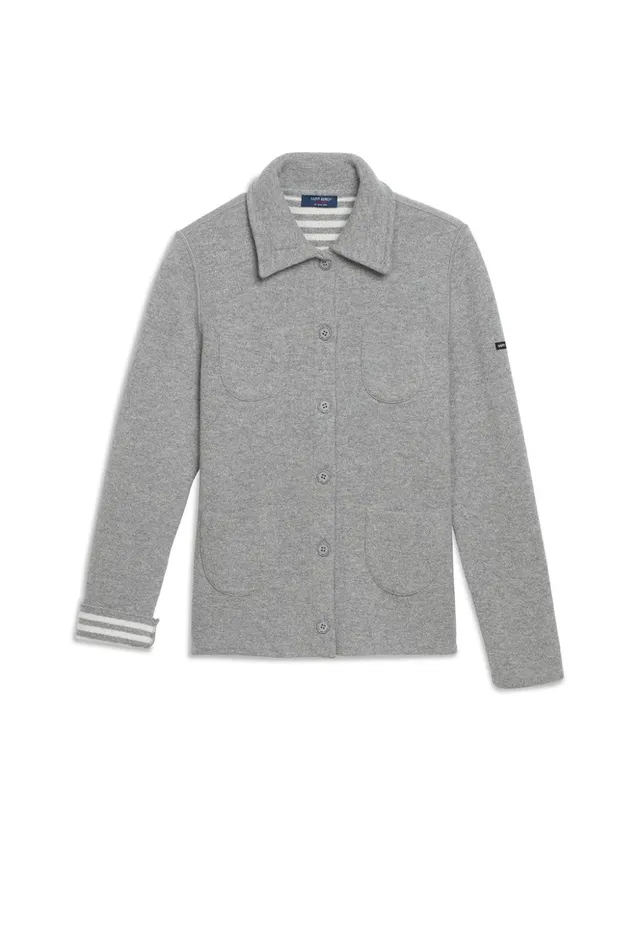 Nashville Short Buttoned Jacket With Patch Pockets Lightgreywinterwhite Women Saint James Sweaters Cardigans and Jackets
