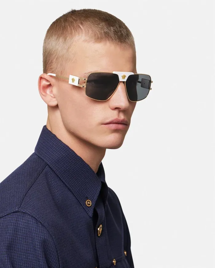 Navigator Sunglasses White Men Versace Sunglasses