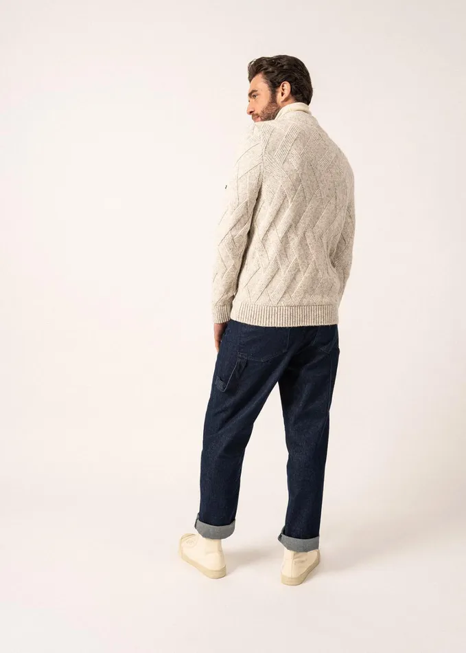 Neuchatel 14 Buttoned HighCollar Sweater With Structured Knit Lightgraymelange Men Saint James Breton Sweaters